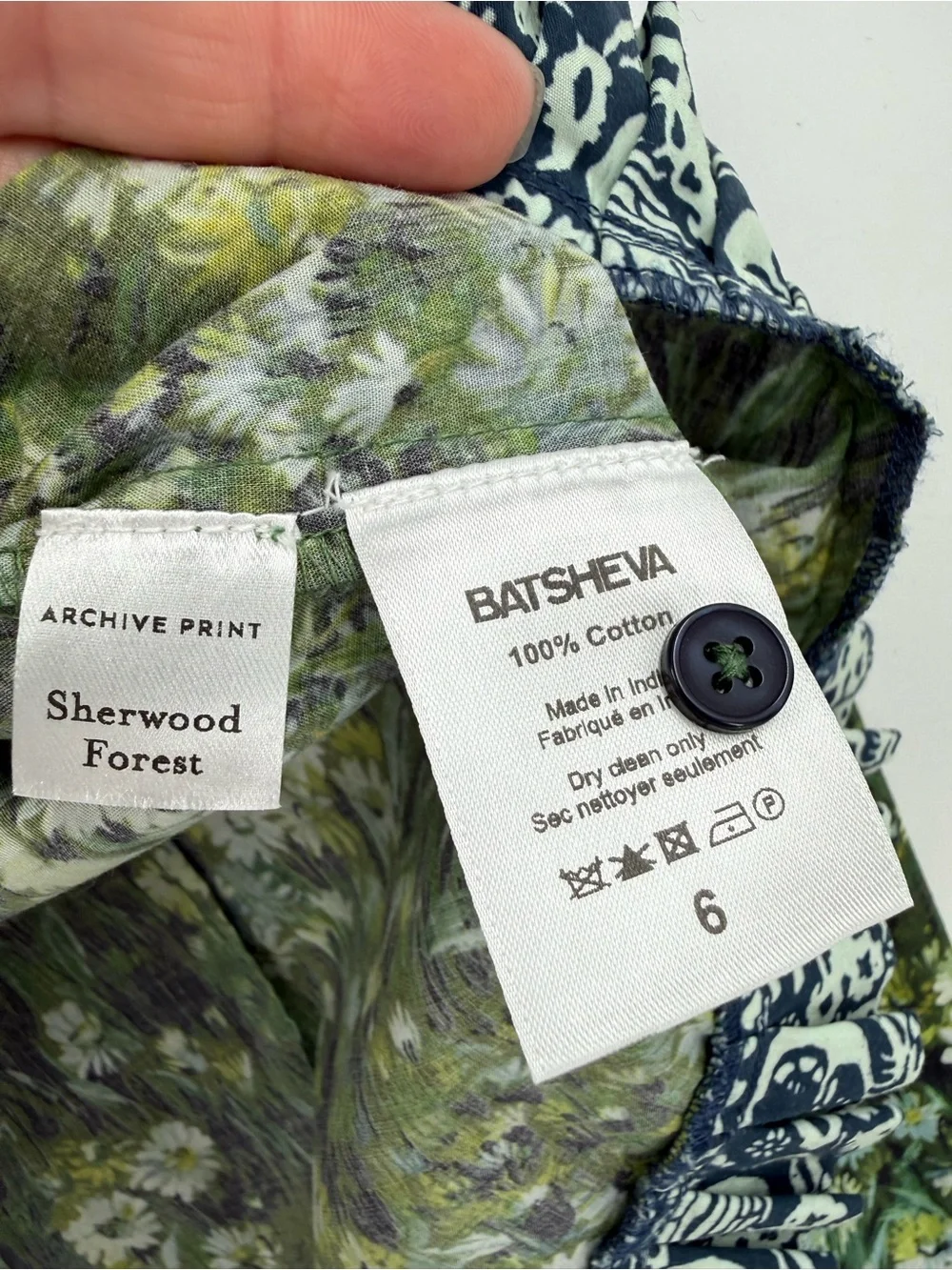 Batsheva x Laura Ashley Cambrie Blouse Button Up in Sherwood Forest Size 6 - Picture 12 of 12
